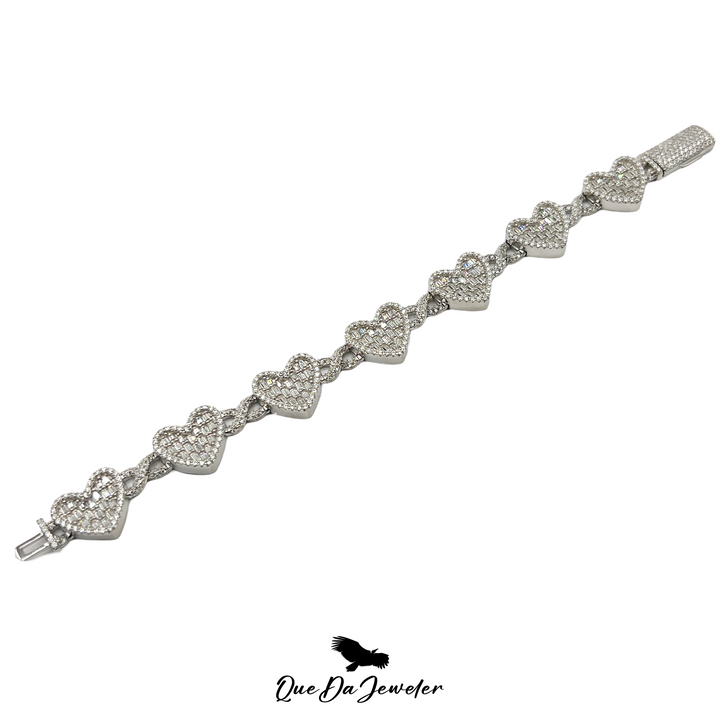 Heart Baguette Infinity Link Bracelet .925