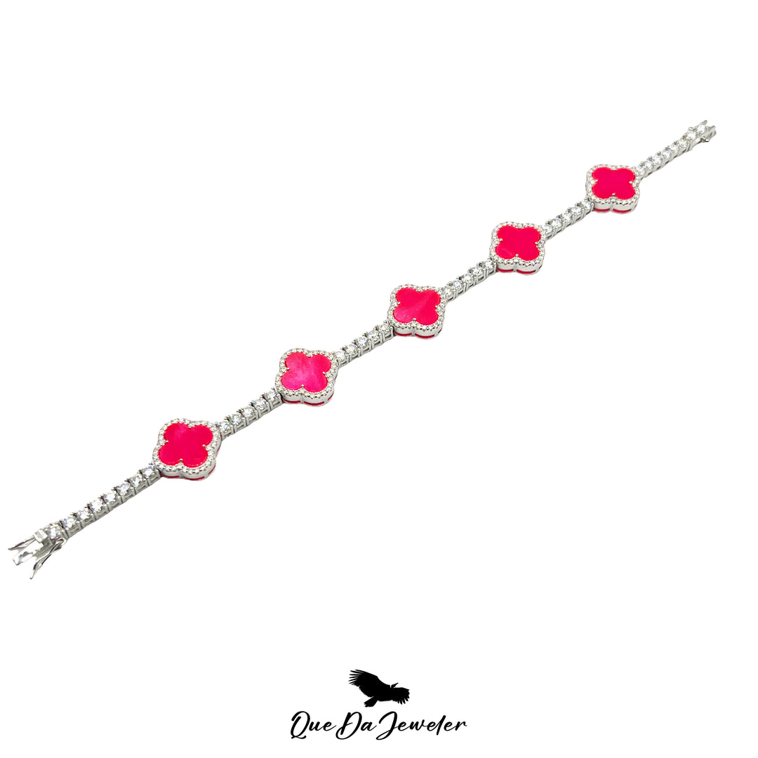 3MM Clover Bracelet VVS Lab Stone .925