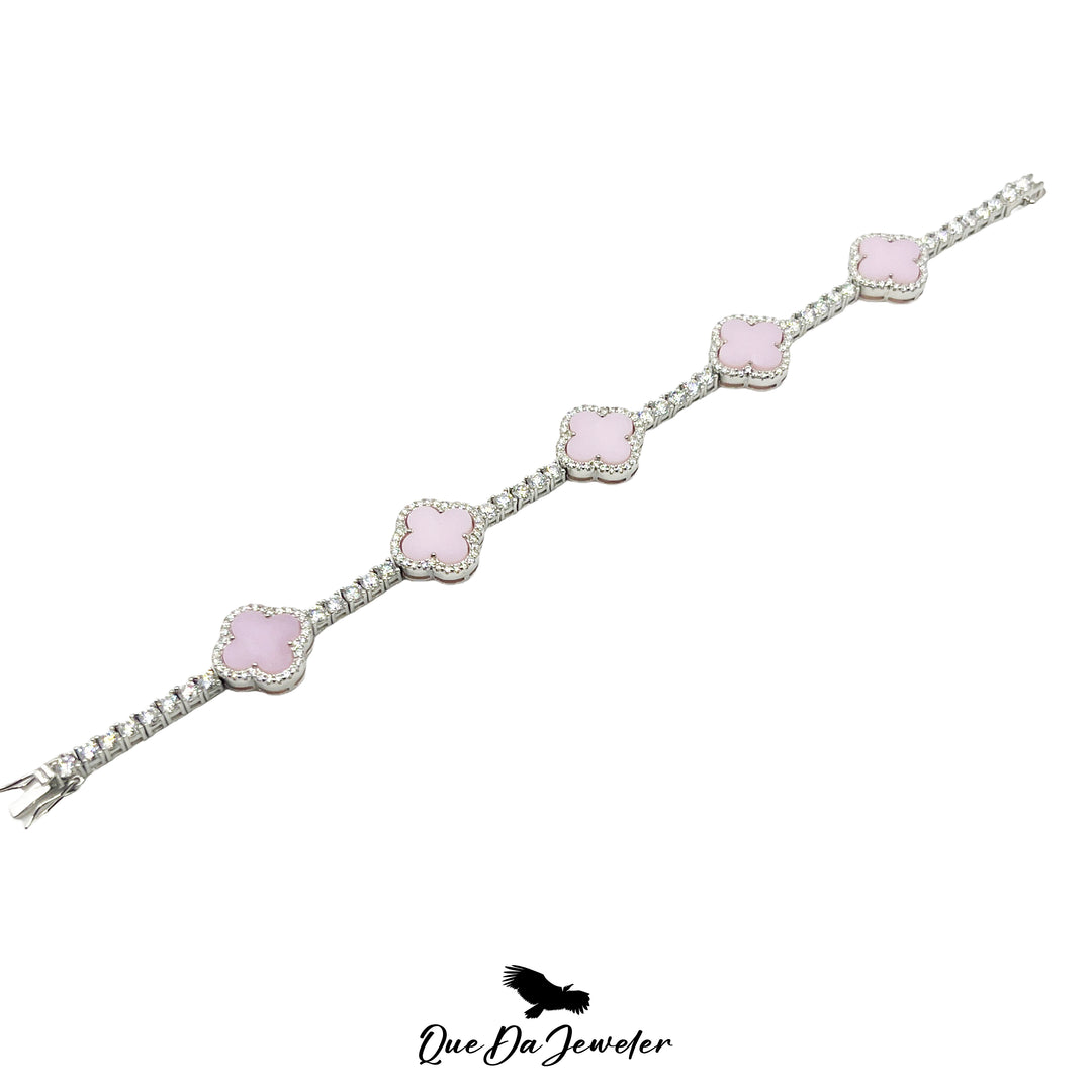 3MM Clover Bracelet VVS Lab Stone .925