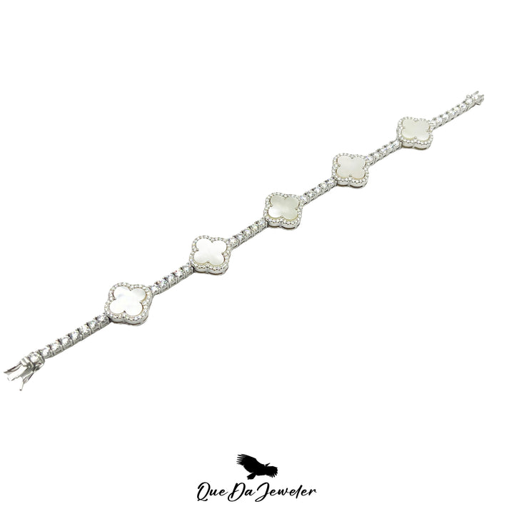 3MM Clover Bracelet VVS Lab Stone .925