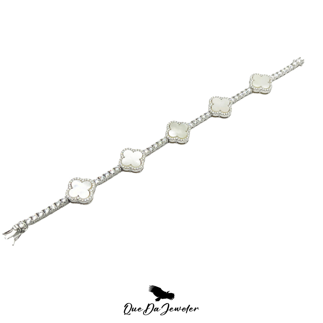 3MM Clover Bracelet VVS Lab Stone .925