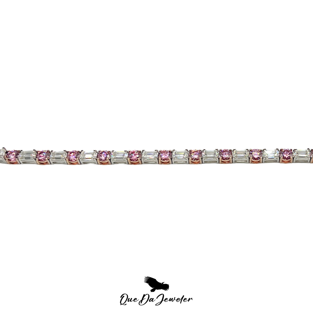 Emerald & Round Tennis Bracelet VVS Lab Stones