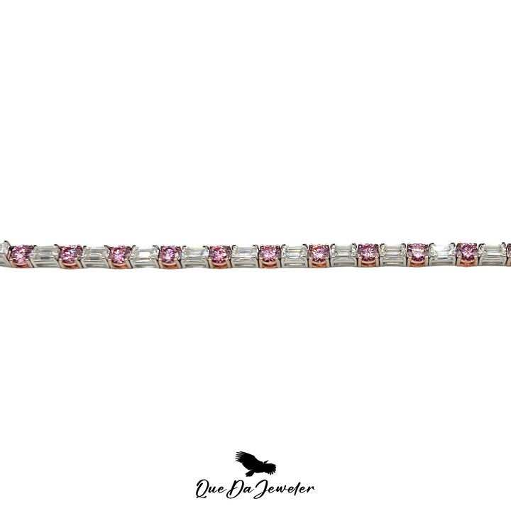 Emerald & Round Tennis Bracelet VVS Lab Stones