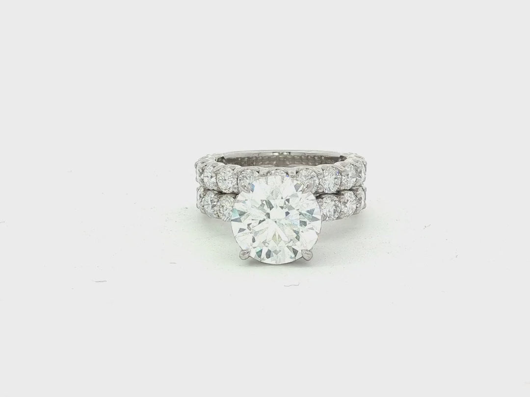 14k Gold Diamond Round Double Row Band Engagement Ring Set 7.53 CT