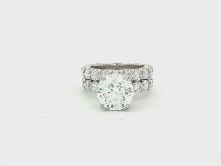 14k Gold Diamond Round Double Row Band Engagement Ring Set 7.53 CT