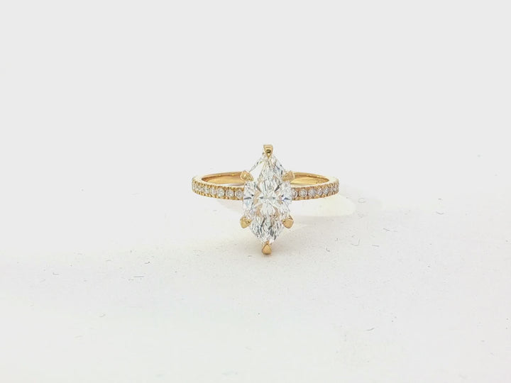 14k Marquise Cut Petite Micropavé Diamond Engagement Ring 1.76 CT