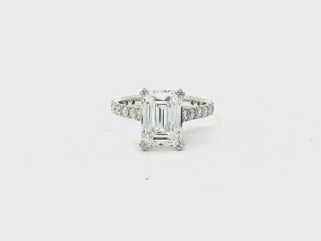 14k Emerald Cut Diamond Cluster Band Engagement Ring 3.75 CT