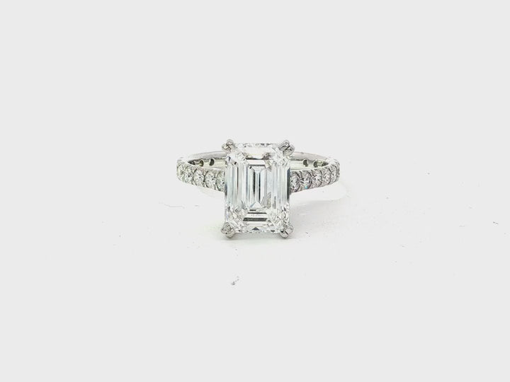 14k Emerald Cut Diamond Cluster Band Engagement Ring 3.75 CT