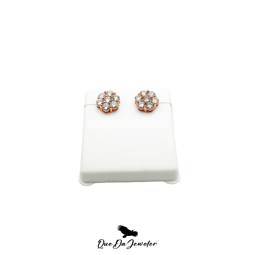 Flower Stud Earring VVS Lab Stones .925