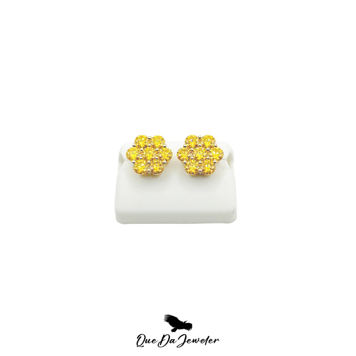 10k Gold Jumbo 'Lemonade' Yellow Cluster Earrings