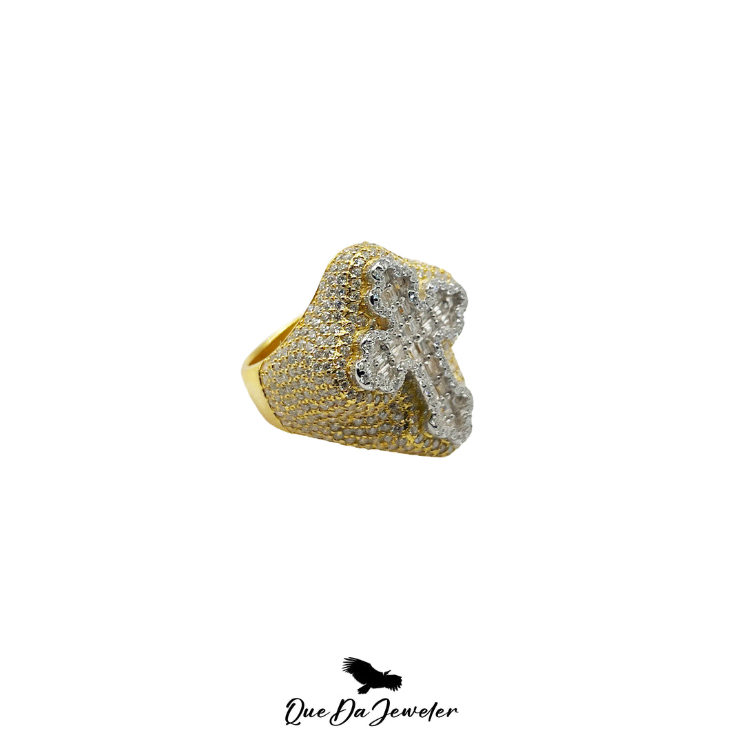 Baguette Cross Ring VVS Lab Stones