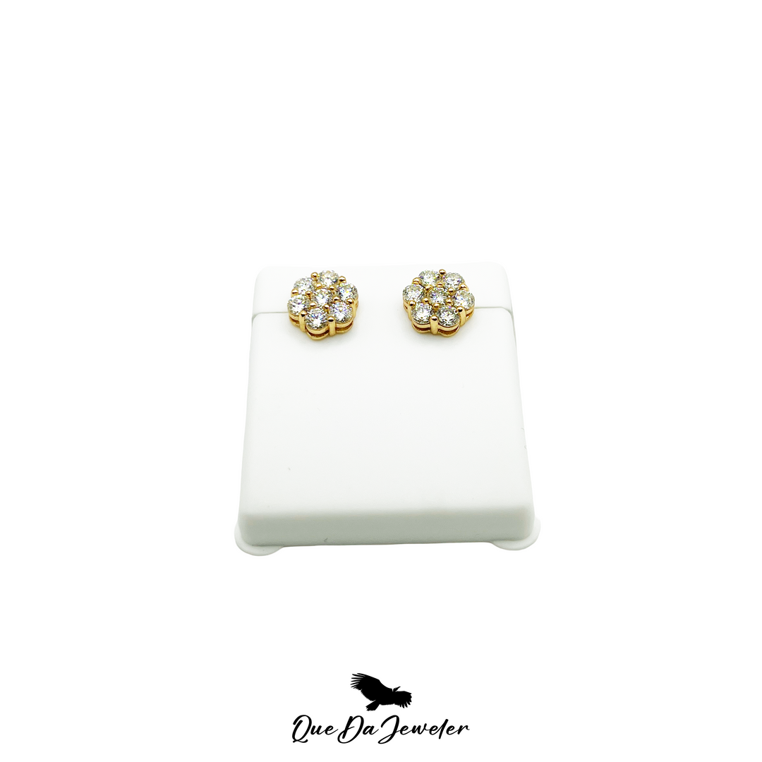 Flower Stud Earring VVS Lab Stones .925